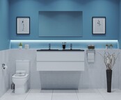 Gliss Project Badkamermeubel 120 cm Mat Wit met wastafel Glans Wit