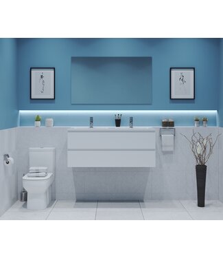 GLISS DESIGN Gliss Project Badkamermeubel 120 cm Mat Wit met wastafel Glans Wit