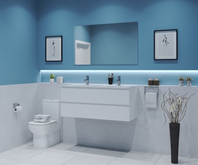 Gliss Project Badkamermeubel 120 cm Mat Wit met wastafel Glans Wit