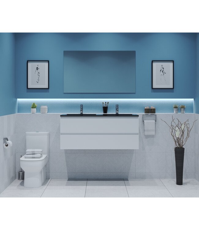 Gliss Project Badkamermeubel 120 cm Glans Wit met wastafel Glans Wit