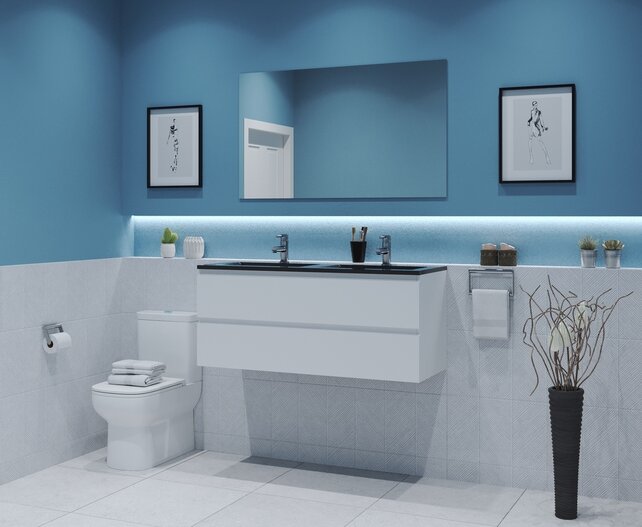 Gliss Project Badkamermeubel 120 cm Glans Wit met wastafel Glans Wit Gliss Project Badkamermeubel 120 cm Glans Wit met wastafel Glans Wit