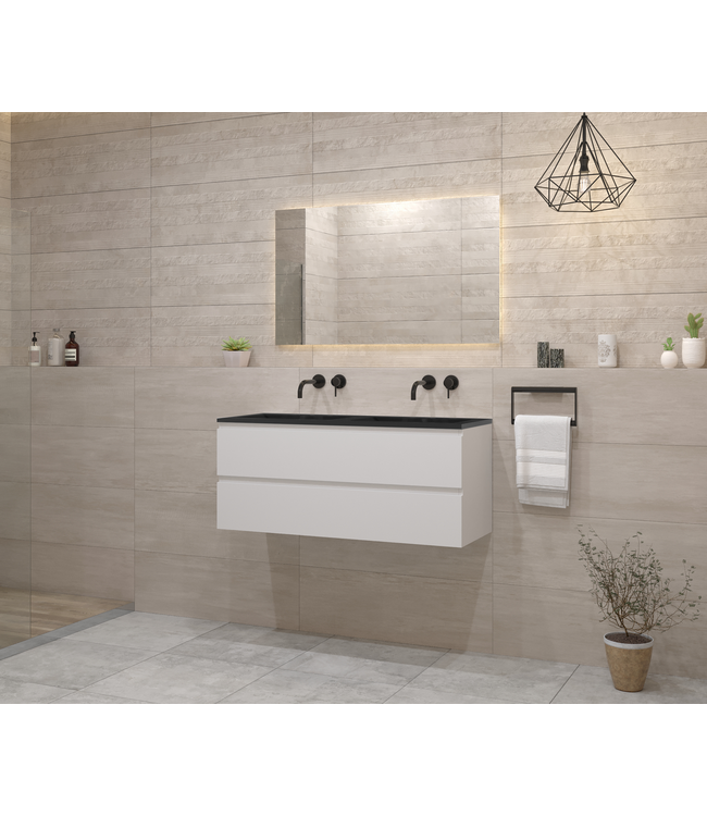 Gliss Project Badkamermeubel 120 cm Glans Wit met wastafel Glans Wit