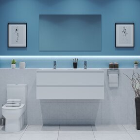 Gliss Project Badkamermeubel 120 cm Glans Wit met wastafel Glans Wit