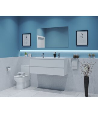 GLISS DESIGN Gliss Project Badkamermeubel 120 cm Glans Wit met wastafel Mat Wit