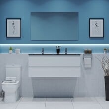 Gliss Project Badkamermeubel 120 cm Glans Wit met wastafel Mat Zwart