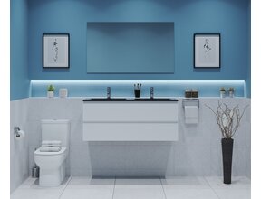 Gliss Project Badkamermeubel 120 cm Glans Wit met wastafel Mat Zwart