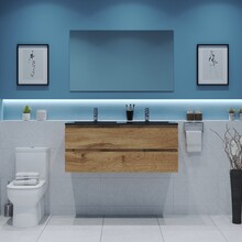 Gliss Project Badkamermeubel 120 cm Dakota Oak met wastafel Mat Zwart