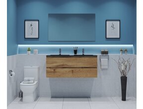 Gliss Project Badkamermeubel 120 cm Dakota Oak met wastafel Mat Zwart