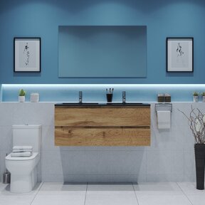 Gliss Project Badkamermeubel 120 cm Dakota Oak met wastafel Mat Zwart