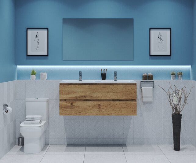 Gliss Project Badkamermeubel 120 cm Dakota Oak met wastafel Mat Wit