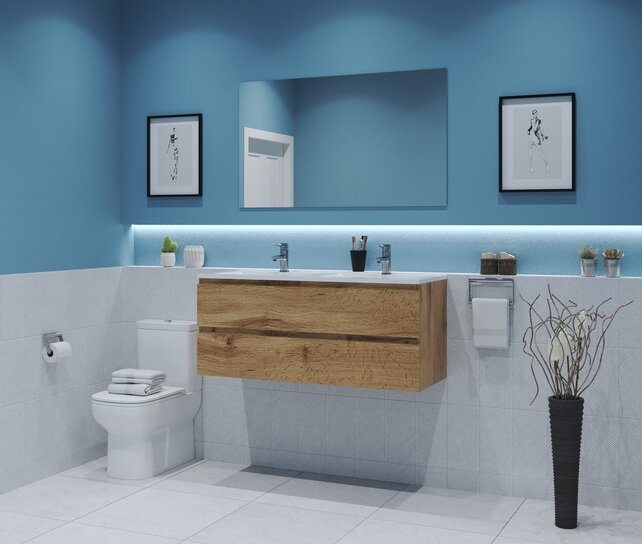 Gliss Project Badkamermeubel 120 cm Dakota Oak met wastafel Mat Wit