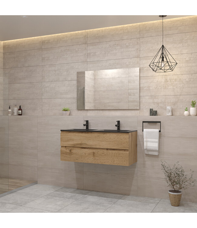 Gliss Project Badkamermeubel 120 cm Dakota Oak met wastafel Glans Wit