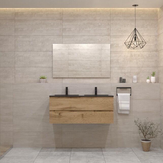 Gliss Project Badkamermeubel 120 cm Dakota Oak met wastafel Glans Wit