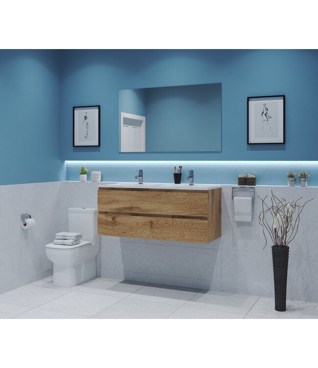 Gliss Project Badkamermeubel 120 cm Dakota Oak met wastafel Glans Wit