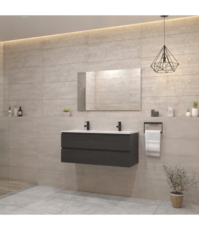 GLISS DESIGN Gliss Project Badkamermeubel 120 cm Frey Oak met wastafel Glans Wit