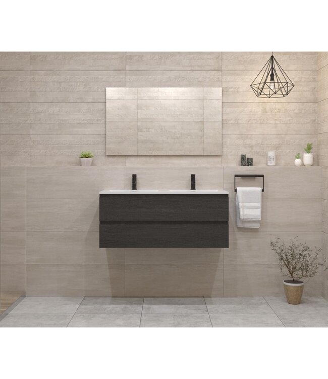 GLISS DESIGN Gliss Project Badkamermeubel 120 cm Frey Oak met wastafel Glans Wit