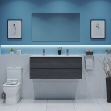 Gliss Project Badkamermeubel 120 cm Frey Oak met wastafel Glans Wit