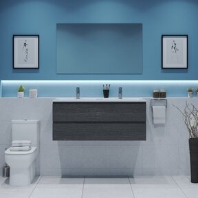 Gliss Project Badkamermeubel 120 cm Frey Oak met wastafel Glans Wit