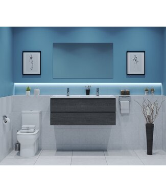 GLISS DESIGN Gliss Project Badkamermeubel 120 cm Frey Oak met wastafel Glans Wit