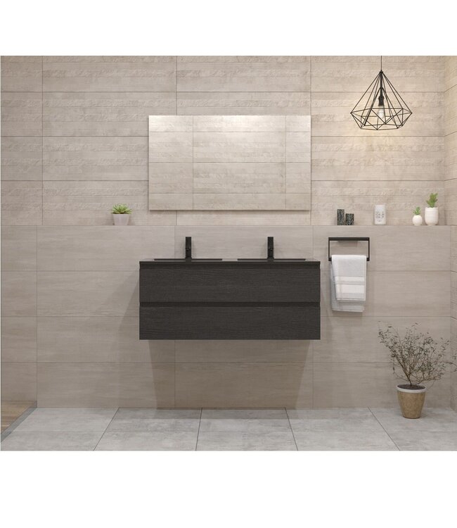 GLISS DESIGN Gliss Project Badkamermeubel 120 cm Frey Oak met wastafel Glans Wit