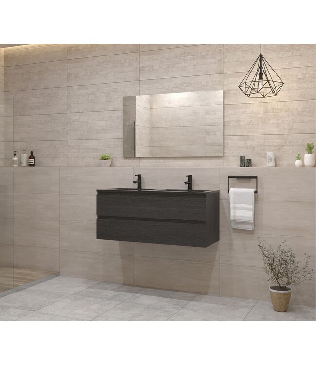 GLISS DESIGN Gliss Project Badkamermeubel 120 cm Frey Oak met wastafel Glans Wit