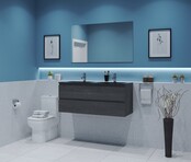 Gliss Project Badkamermeubel 120 cm Frey Oak met wastafel Glans Wit