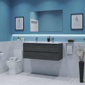 Gliss Project Badkamermeubel 120 cm Frey Oak met wastafel Mat Wit