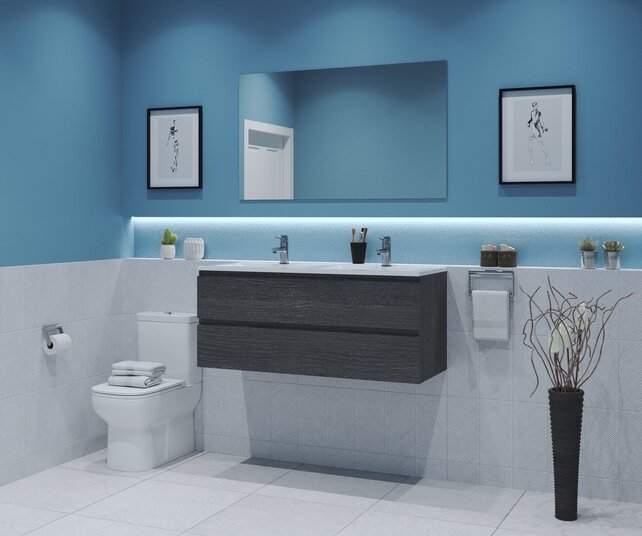 Gliss Project Badkamermeubel 120 cm Frey Oak met wastafel Mat Wit