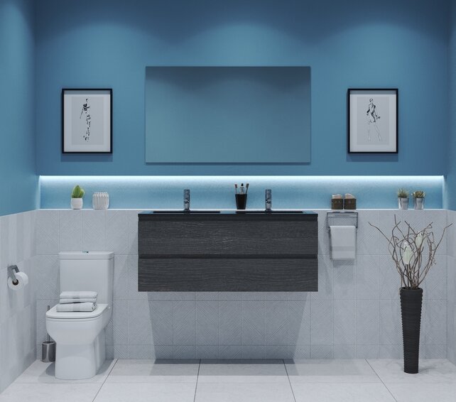 Gliss Project Badkamermeubel 120 cm Frey Oak met wastafel Mat Wit