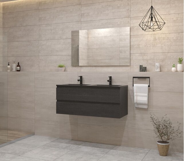 Gliss Project Badkamermeubel 120 cm Frey Oak met wastafel Mat Wit