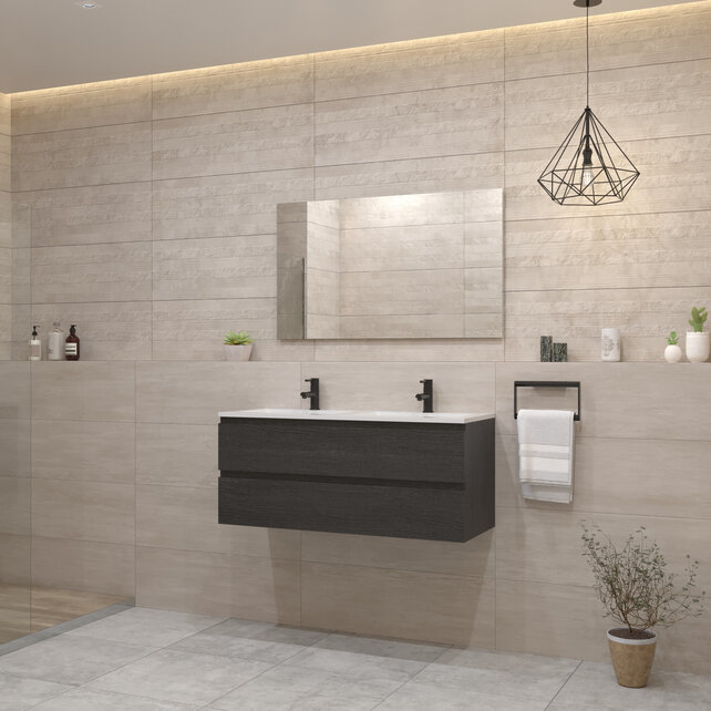 Gliss Project Badkamermeubel 120 cm Frey Oak met wastafel Mat Zwart