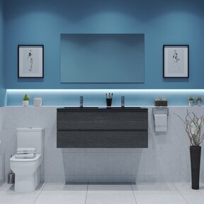 Gliss Project Badkamermeubel 120 cm Frey Oak met wastafel Mat Zwart