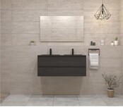 Gliss Project Badkamermeubel 120 cm Frey Oak met wastafel Mat Zwart