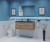 Gliss Project Badkamermeubel 120 cm Canyon Oak met wastafel Mat Zwart