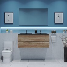 Gliss Project Badkamermeubel 120 cm Canyon Oak met wastafel Mat Zwart