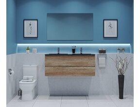 Gliss Project Badkamermeubel 120 cm Canyon Oak met wastafel Mat Zwart