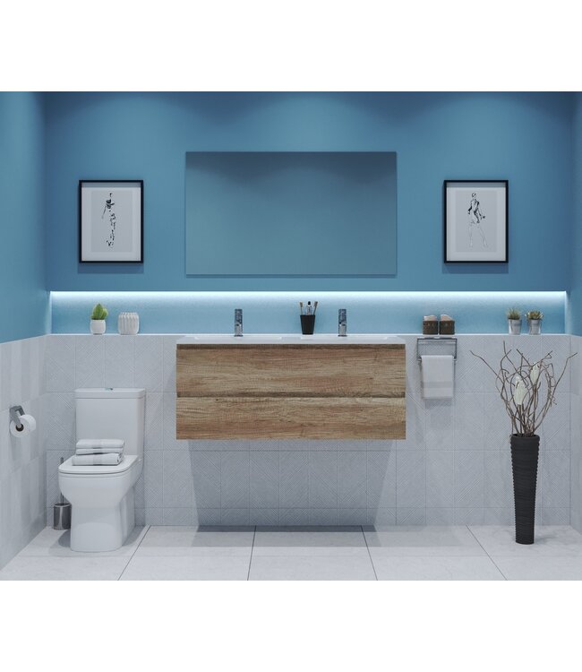 GLISS DESIGN Gliss Project Badkamermeubel 120 cm Canyon Oak met wastafel Mat Zwart