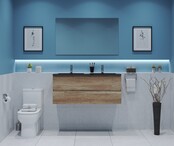 Gliss Project Badkamermeubel 120 cm Canyon Oak met wastafel Mat Wit