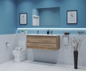 Gliss Project Badkamermeubel 120 cm Canyon Oak met wastafel Mat Wit