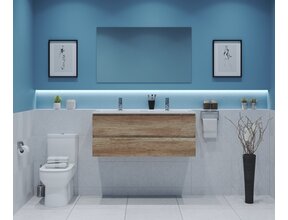 Gliss Project Badkamermeubel 120 cm Canyon Oak met wastafel Mat Wit