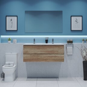 Gliss Project Badkamermeubel 120 cm Canyon Oak met wastafel Mat Wit