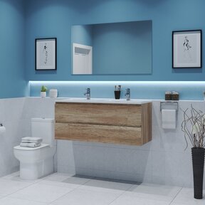 Gliss Project Badkamermeubel 120 cm Canyon Oak met wastafel Glans Wit