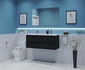 Gliss Project Badkamermeubel 120 cm Glans Antraciet met wastafel Glans Wit