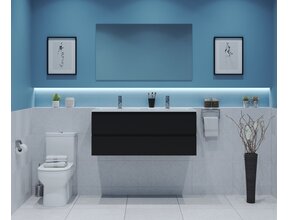 Gliss Project Badkamermeubel 120 cm Glans Antraciet met wastafel Glans Wit