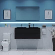 Gliss Project Badkamermeubel 120 cm Glans Antraciet met wastafel Mat Zwart