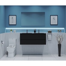 Gliss Project Badkamermeubel 120 cm Glans Antraciet met wastafel Mat Zwart