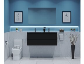 Gliss Project Badkamermeubel 120 cm Glans Antraciet met wastafel Mat Zwart
