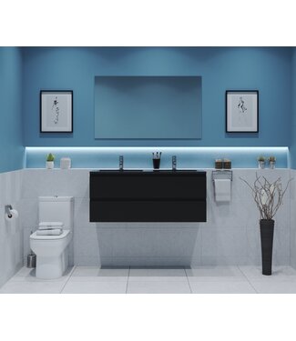 GLISS DESIGN Gliss Project Badkamermeubel 120 cm Glans Antraciet met wastafel Mat Zwart