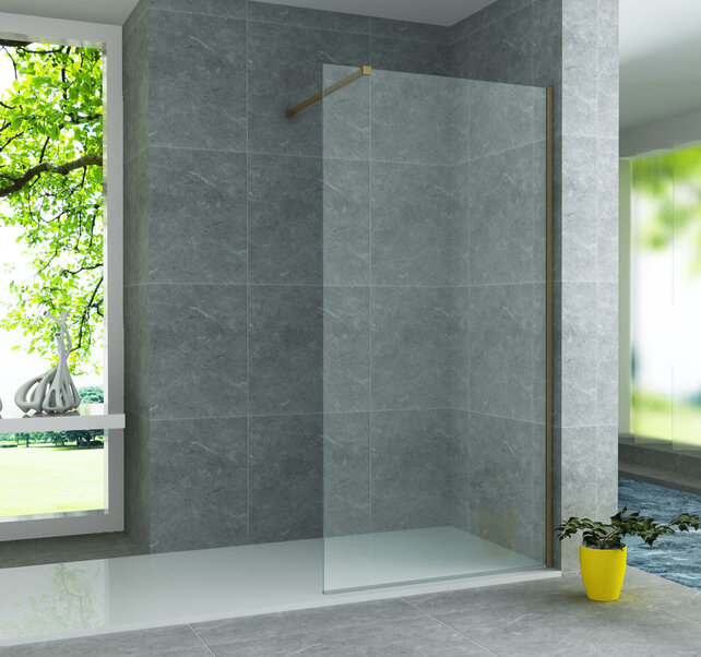 Douchewand Eco Nano Geborsteld Goud 100 x 200 cm 8mm Veiligheidsglas met Nano-Coating