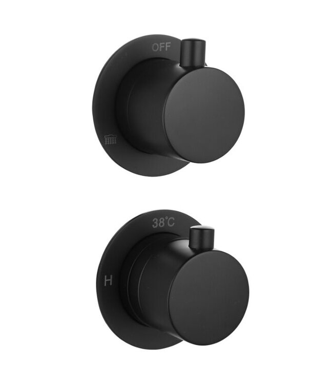 Badkraan met Handdouche Effeze Mat Zwart Inbouw met thermostaat
